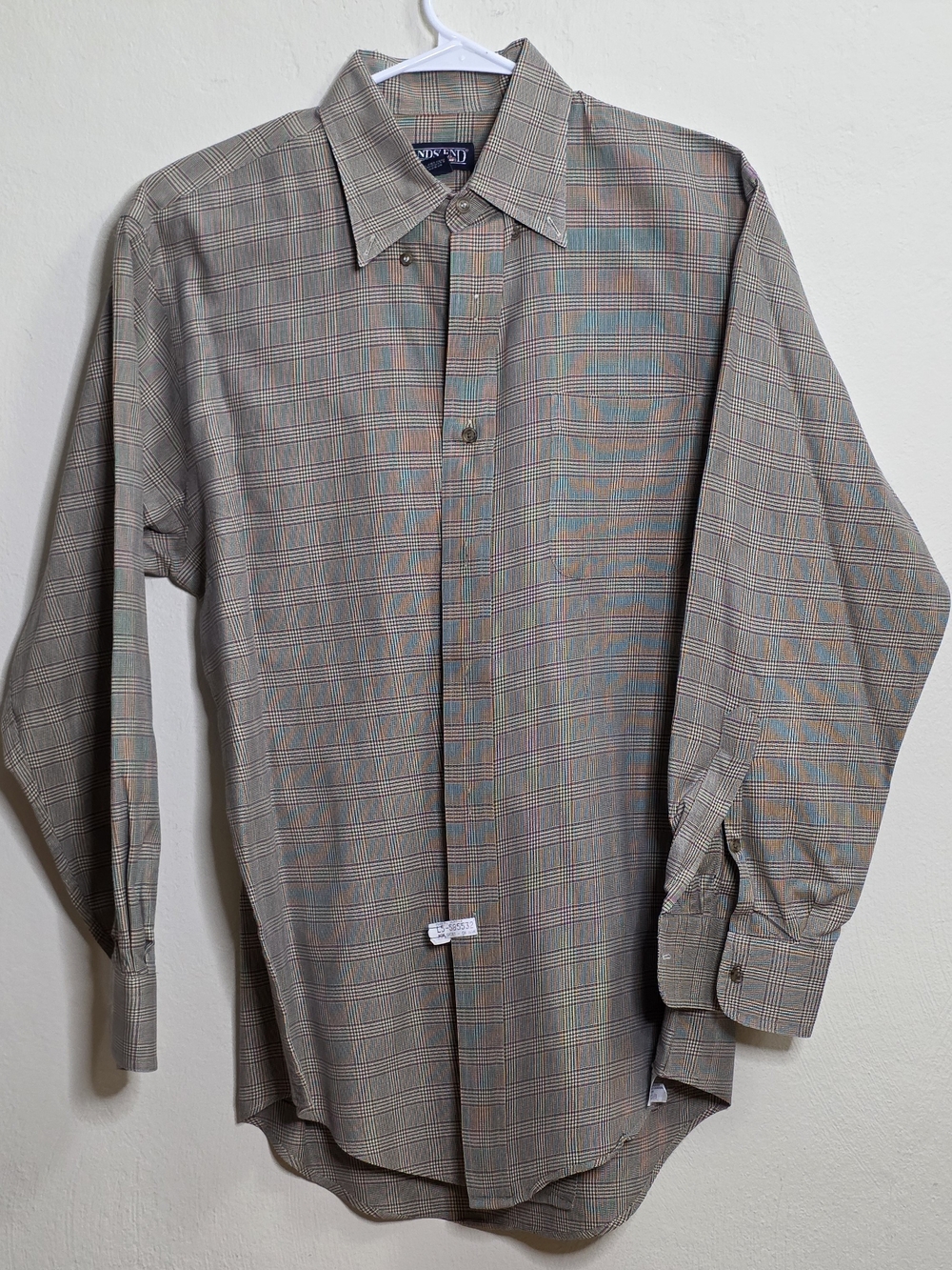 Lands' End Plaid Button-Up Shirt in Olive & Purple - Picture 1 of 3